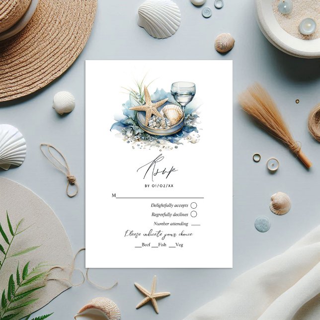 Coastal Chic Beach Hochzeit RSVP Karte (Coastal Chic Beach Wedding RSVP Card)