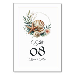 Coastal Chic Beach Hochzeit Tischnummer