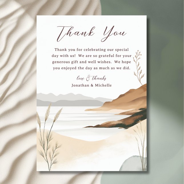 Coastal Chic Beach Watercolor Hochzeit Dankeskarte (Front - Coastal Chic Beach Watercolor Wedding Thank You Card)