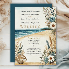 Coastal Chic Beach Watercolor Hochzeit Einladung