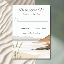 Coastal Chic Beach Watercolor Hochzeit RSVP Karte