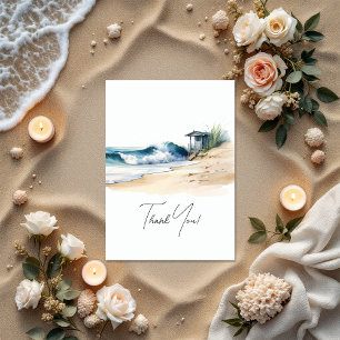 Coastal Chic Beach Wedding Foto Dankeskarte