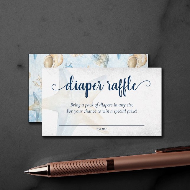 Coastal Chic | Blue Gold Starfish Diaper Begleitkarte (Von Creator hochgeladen)