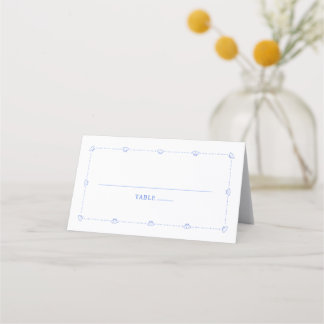 Coastal Chic Blue Hand Drawn Seashell Wedding Platzkarte