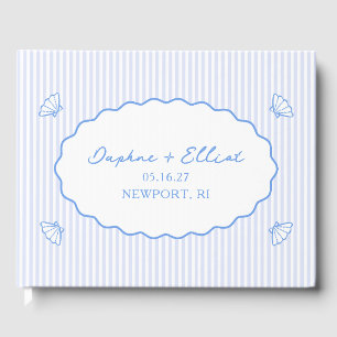 Coastal Chic Blue Nautical Personalisiert Wedding Gästebuch