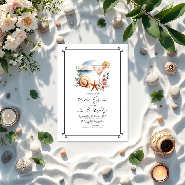 Coastal Chic Blush Pink Brautparty Einladung (Coastal Chic Blush Pink Bridal Shower Invitation)
