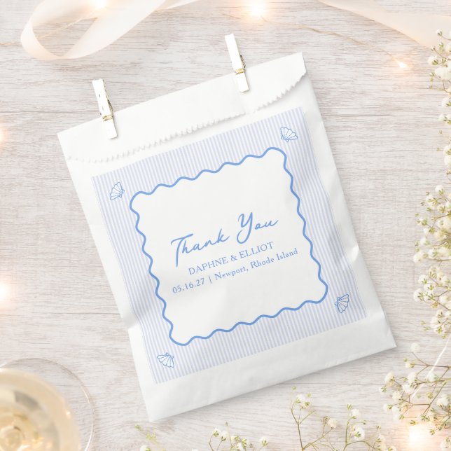 Coastal Chic Elegant Blue Wedding Vielen Dank Geschenktütchen (Ausgeschnitten)