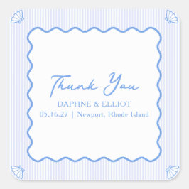 Coastal Chic Elegante Seaside Wedding Vielen Dank Quadratischer Aufkleber