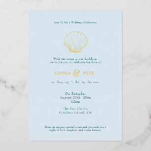 Coastal Chic Foil Wedding Einladung Blue