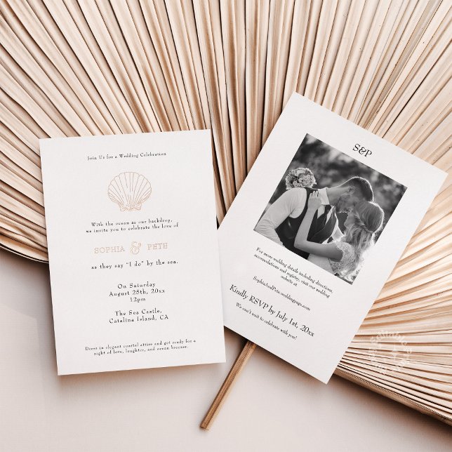 Coastal Chic Foil Wedding Schwarz-weiß einladen Folieneinladung (Coastal Chic Foil Wedding Invite Black White)