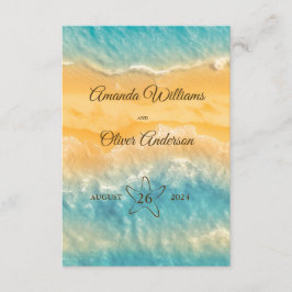 Coastal Chic Golden Sand Türkis QR Code Hochzeit Begleitkarte