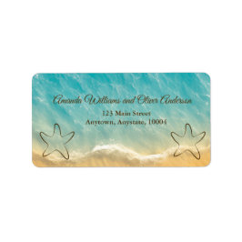Coastal Chic Golden Sand Türkis Wasser Hochzeit Adressaufkleber