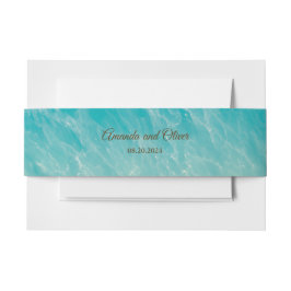 Coastal Chic Golden Sand Türkis Wasser Hochzeit Einladungsbanderole
