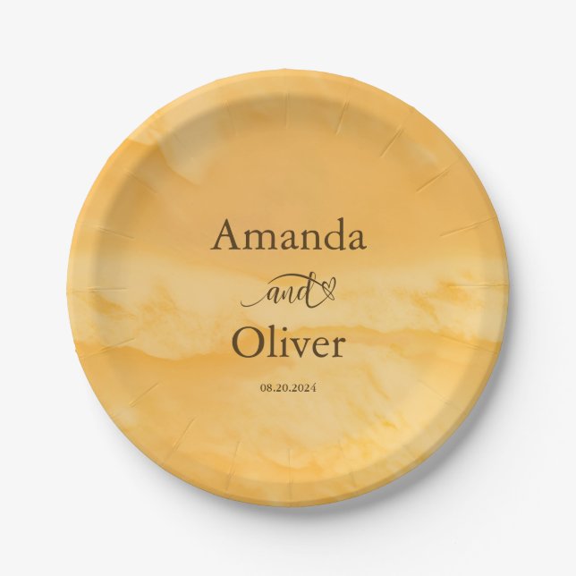 Coastal Chic Golden Sand Türkis Wasser Hochzeit Pappteller (Vorderseite)