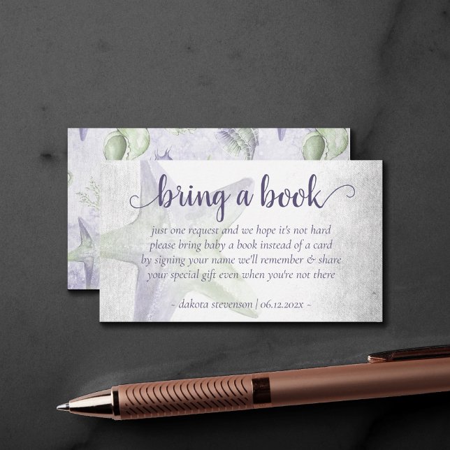 Coastal Chic | Lila Grüner Starfish Buch bringen Begleitkarte (Von Creator hochgeladen)