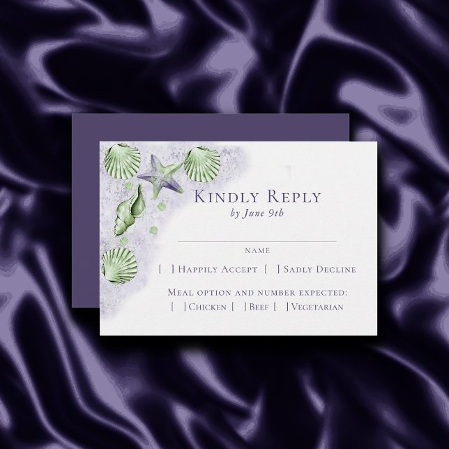 Coastal Chic | Lila und kalkgrüne Auswahl RSVP Karte (Von Creator hochgeladen)