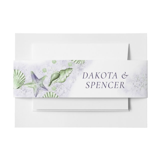 Coastal Chic | Lila und kalkgrünes Party Einladungsbanderole (Vorderseite Beispiel)