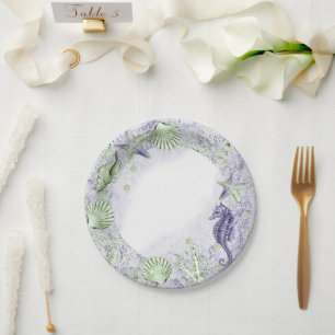 Coastal Chic Lila und kalkgrünes Party Pappteller
