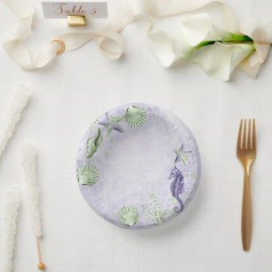 Coastal Chic   Lila und kalkgrünes Party Pappteller