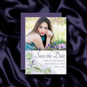 Coastal Chic Lila und Lindengrünes Foto Save The Date