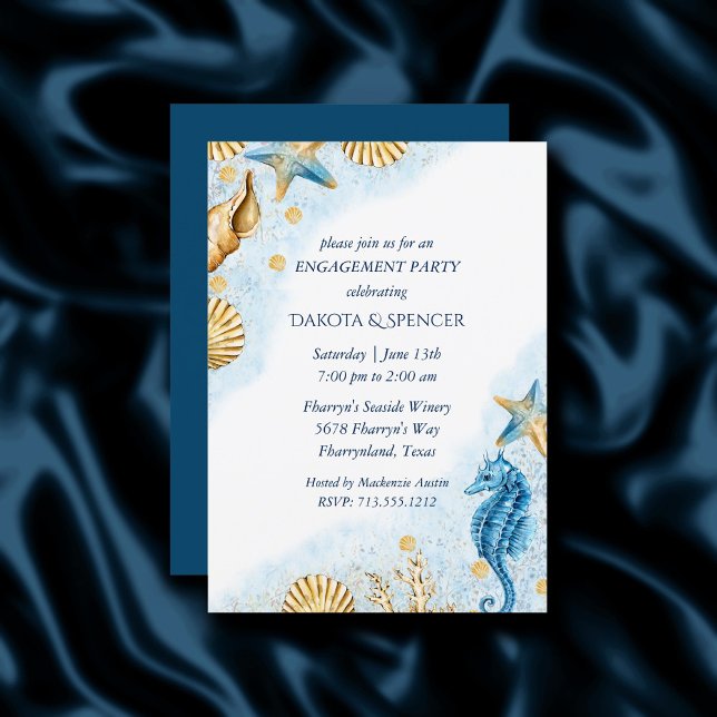 Coastal Chic | Modern Coral Reef Engagement Party Einladung (Von Creator hochgeladen)