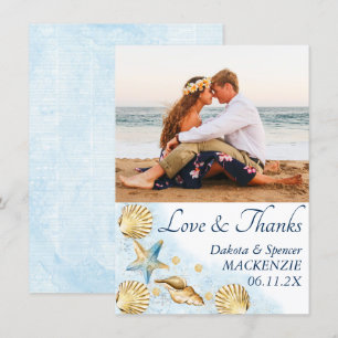 Coastal Chic Moderne Hochzeit von Coral Reef Fot Dankeskarte