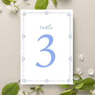 Coastal Chic Muschel Border Elegante Blue Wedding Tischnummer