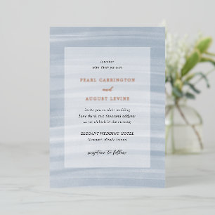 Coastal Chic Mute Blue Elegante Hochzeit Folieneinladung