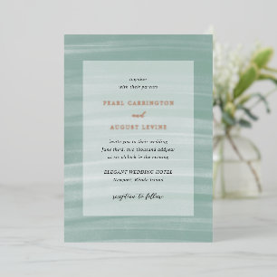Coastal Chic Mute Green Elegant Hochzeit Folieneinladung
