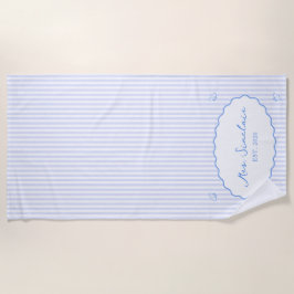 Coastal Chic Personalisiert Blue Honeymoon Mrs. Strandtuch