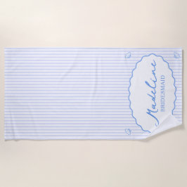 Coastal Chic Personalisiert Blue Stripe Bacheloret Strandtuch