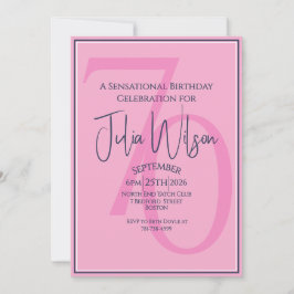 Coastal Chic Pink 70. Geburtstag Einladung