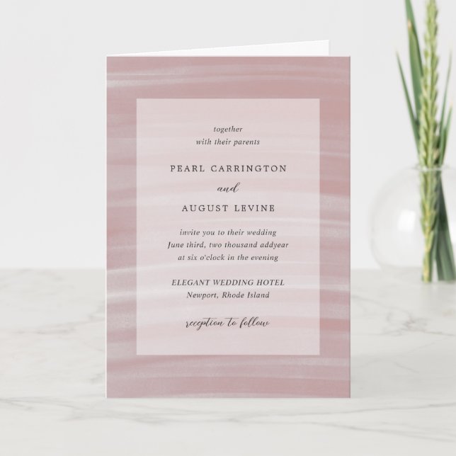 Coastal Chic Pink Elegante Hochzeit Einladung (Vorderseite)