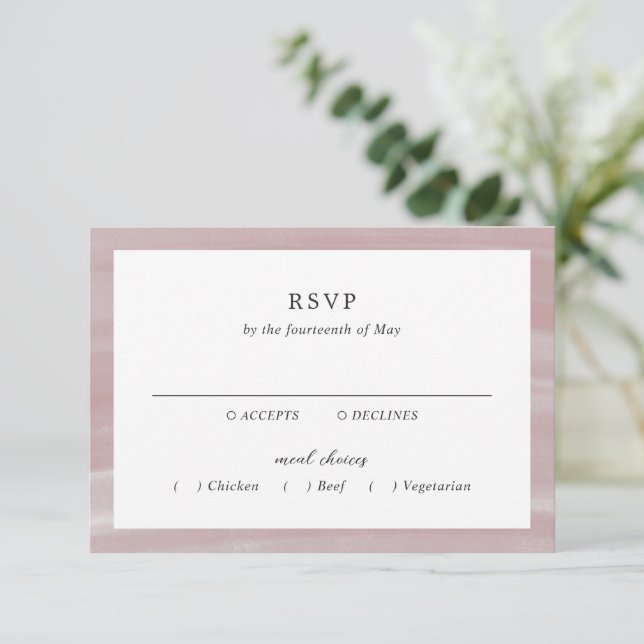 Coastal Chic Pink Elegante Hochzeit RSVP Karte (Stehend Vorderseite)