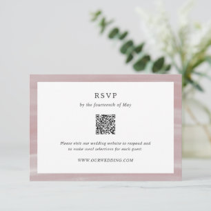 Coastal Chic Pink QR Code Elegante Hochzeit RSVP Karte
