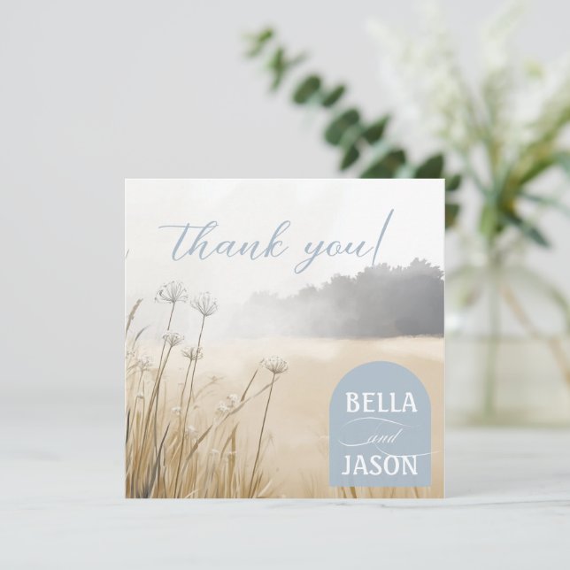 Coastal Chic Wedding Danke mit Foto (Stehend Vorderseite)