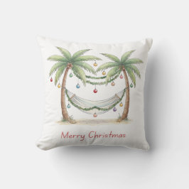 Coastal Christmas Palm Trees With Hammock Kissen