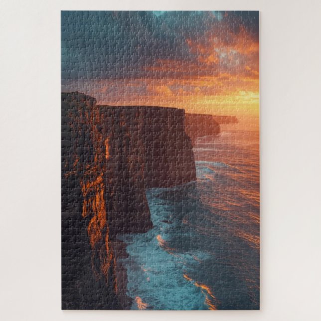 Coastal Cliff Sunset Jigsaw Puzzle (Vertikal)