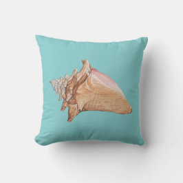 Coastal Conch Motif Aqua Throw Kissen
