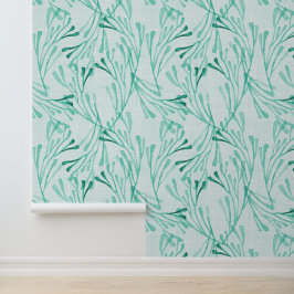 Coastal Coral in Soft Mint Green Tapete
