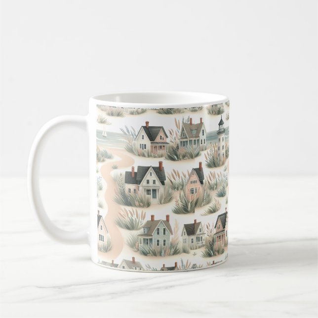 Coastal Cottage Lighthouse Pattern Kaffeetasse (Links)