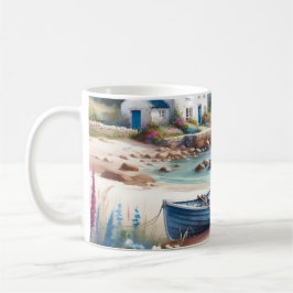 Coastal Cottage Seaside Rowboat Bloom Kaffeetasse