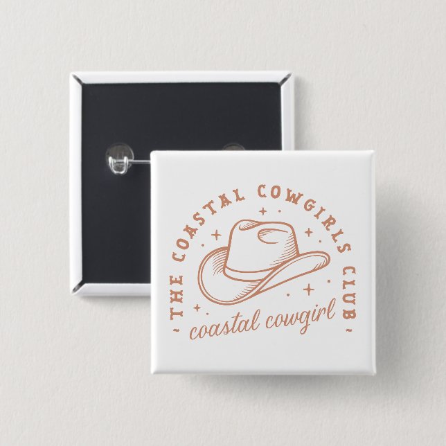 Coastal Cowgirl Beachclub braun Ästhetik Button (Vorne & Hinten)