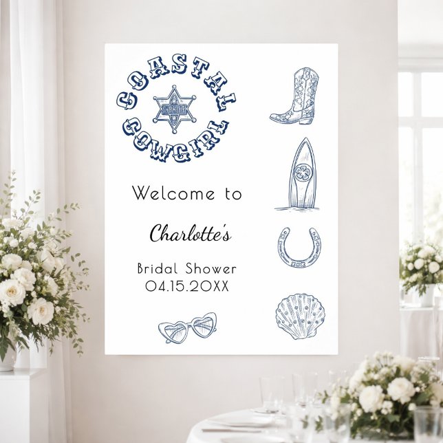 Coastal Cowgirl Blue Beach Brautparty Poster (Von Creator hochgeladen)