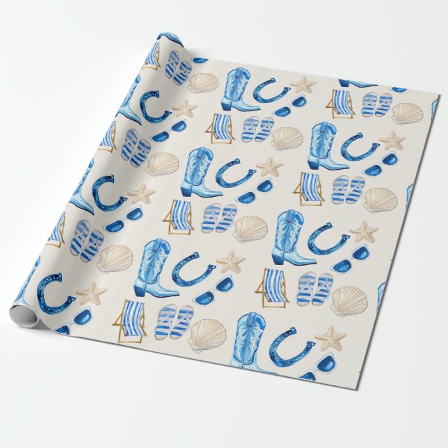 Coastal Cowgirl Blue Gift Geschenkpapier (Ungerollt)