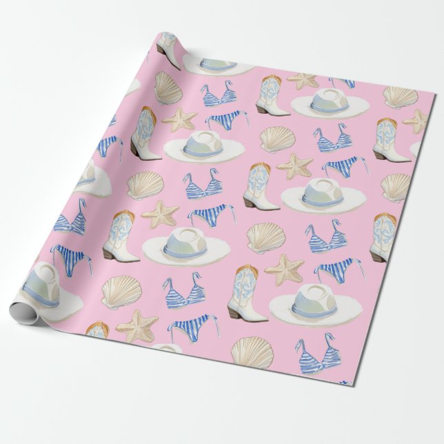 Coastal Cowgirl Boots Pink Gift Geschenkpapier (Ungerollt)