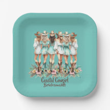 Coastal Cowgirl Brautjungfern 18 cm Quadrat