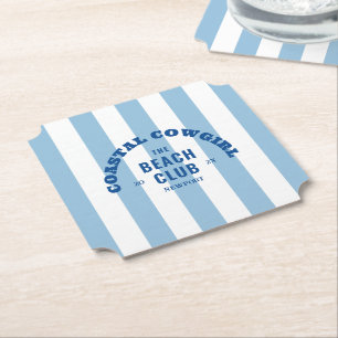 Coastal Cowgirl The Beach Club Blaue Cabana Streif Untersetzer