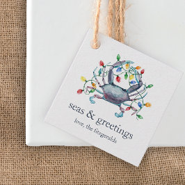 Coastal Crab “Sea & Greetings” Holiday Gift Tags Geschenkanhänger