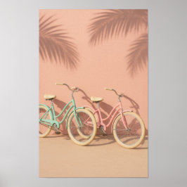 Coastal Cruiser Bikes Poster – Pastel Beach